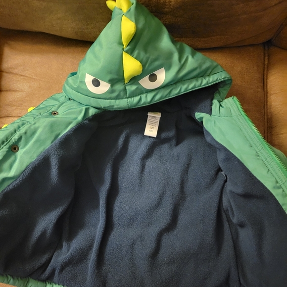 Little Me Boys Dinosaur Quilted Jacket Hooded Fleece Lined, 12M - Picture 7 of 9